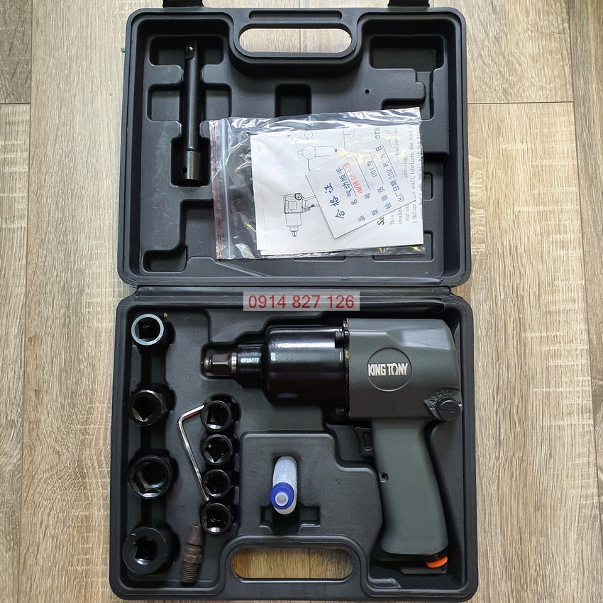Bộ Máy bắn bulong 1/2 inch kèm bộ khẩu hãng KINGTONY Đài Loan, Bảo hành 12 tháng, Máy vặn ốc hơi