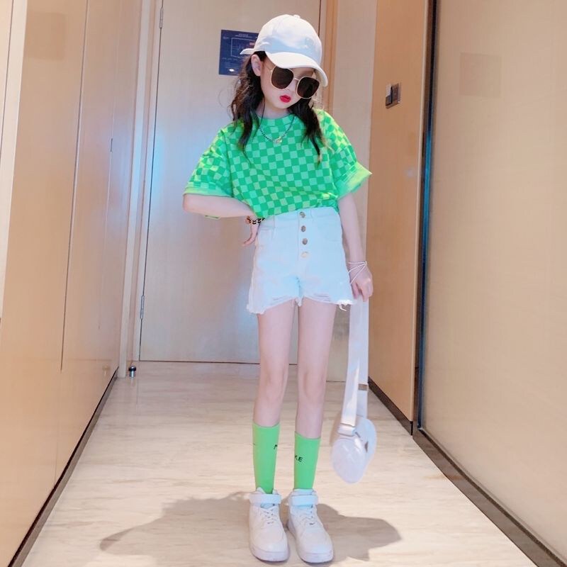 Áo thun IQ ANGEL tay ngắn in họa tiết thời trang cho bé gái