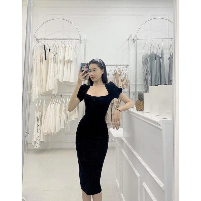 Váy body nữ cổ vuông tay bồng chất umi đẹp 2 màu siêu xinh, Đầm ôm nữ dự tiệc phong cách lịch sự sang trọng | BigBuy360 - bigbuy360.vn