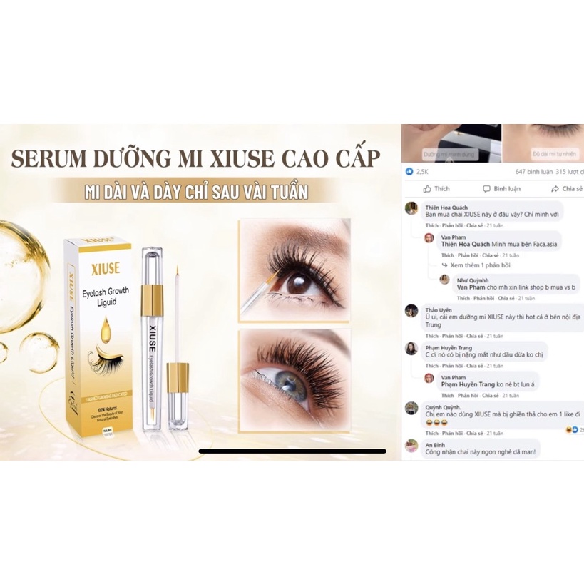 [Chính Hãng - Mua 3 Tặng 1 Son Dưỡng Môi ] Serum Dưỡng Mi XIUSE Cao Cấp, Kích Thích Dài Mi , Chống Rụng Mi 8ml