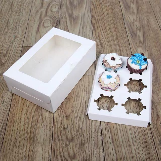 Set 10 HỘP 6 bánh CUPCAKE, đựng bánh quy, đựng bánh hạnh nhân, đựng kẹo Nougat