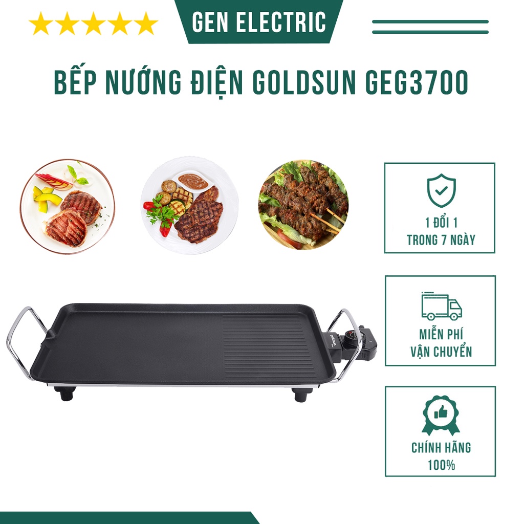 Bếp nướng điện Goldsun GEG3700, Bếp nướng điện không khói công suất 2000W tự ngắt khi bếp quá nhiệt - Bảo hành 12 tháng
