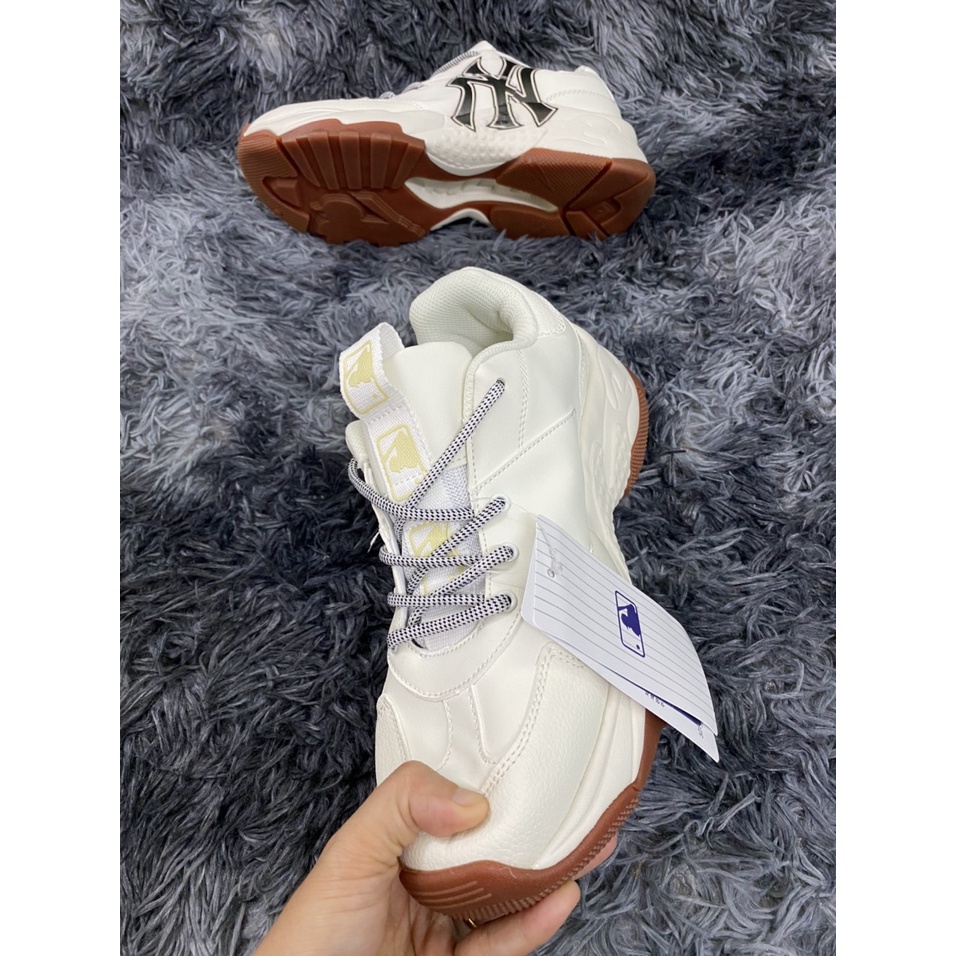 [CÓ SẴN - ẢNH THẬT] Giày thể thao nam nữ MLB.B ny, Giày màu trắng đế nâu hot full box - tặng kèm tất
