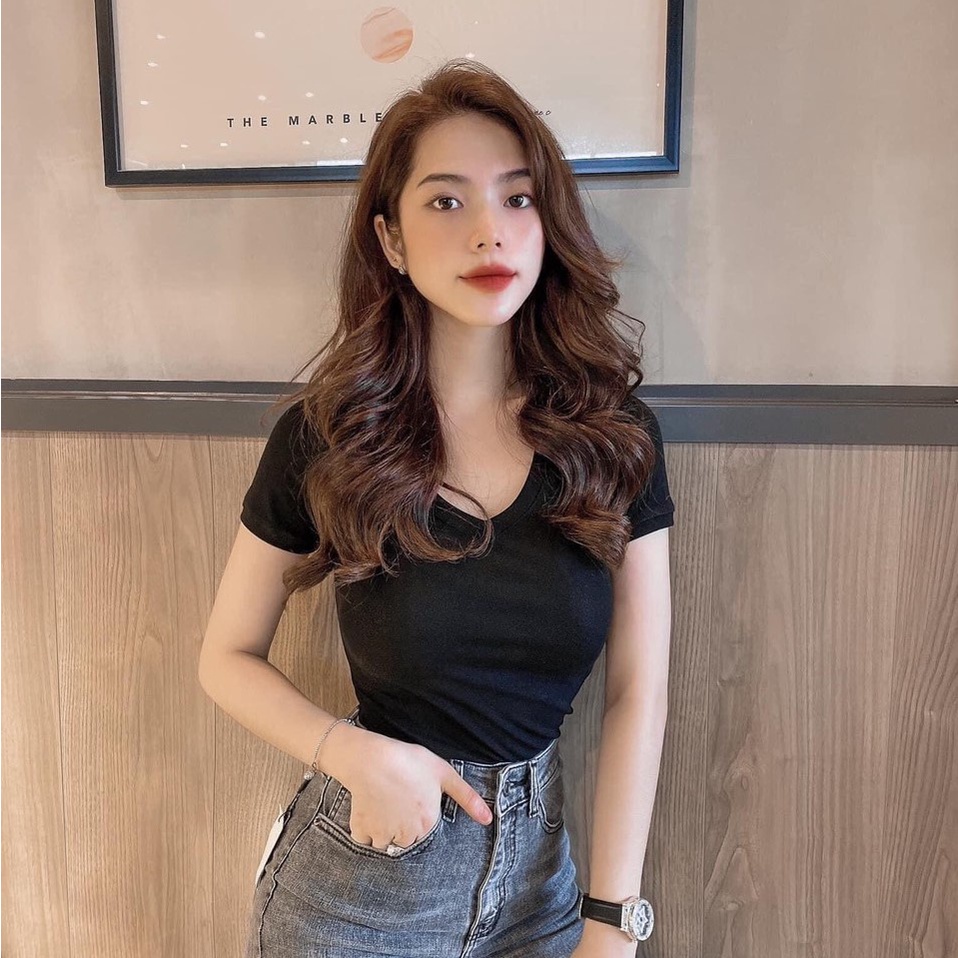 Áo thun nữ body cổ tim Bingshop vải đẹp freeship
