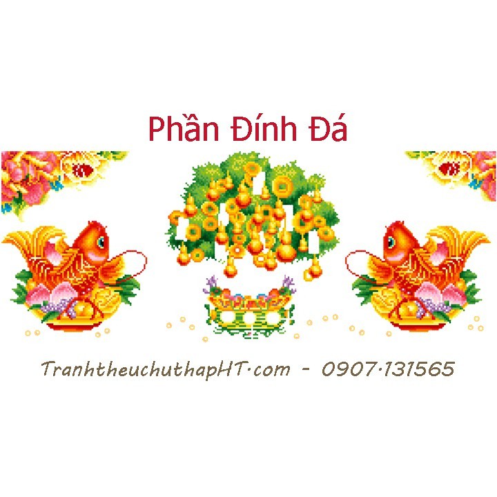 Tranh đính đá, Tranh thêu chữ thập Phát Tài Phát Lộc  VS115 - tự thêu, tự đính