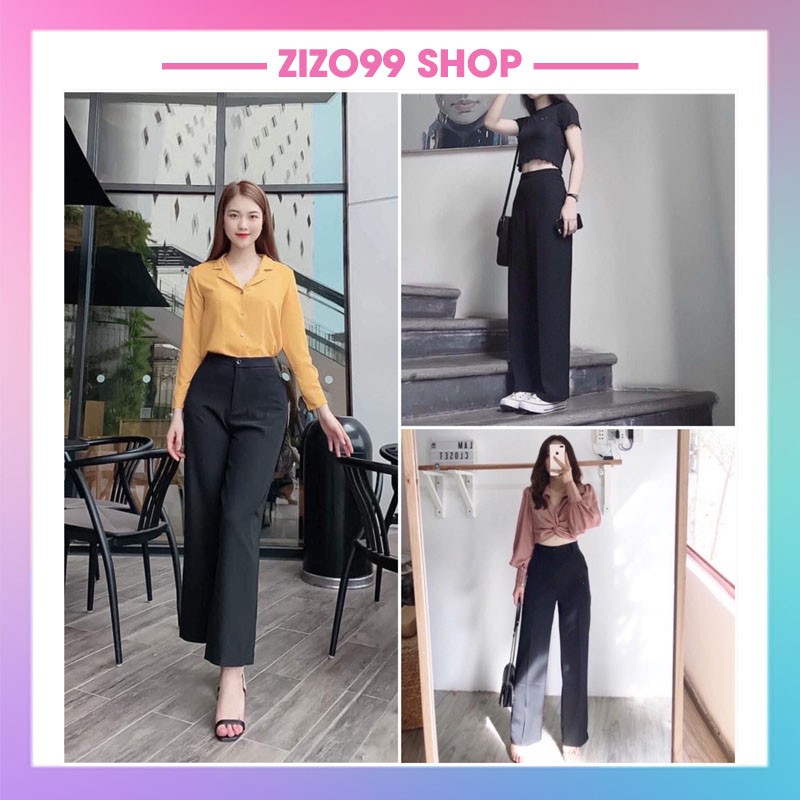 Quần Ống Rộng Cạp Cao Kiểu Hàn Quốc Hot Nhất