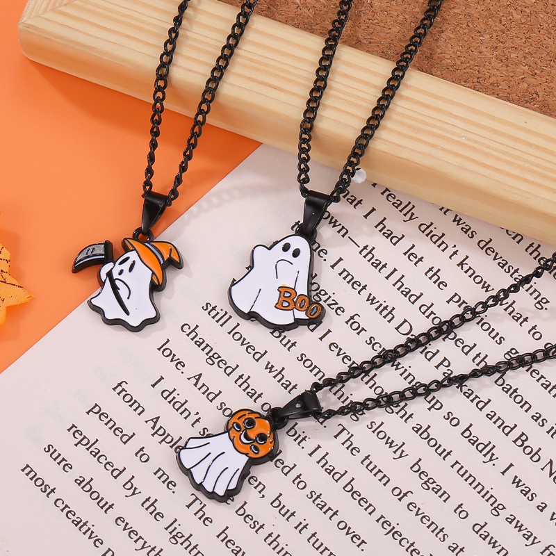 Vòng cổ Mặt Hình Ma Bí Ngô Dễ Thương Phong Cách Punk Boo Halloween