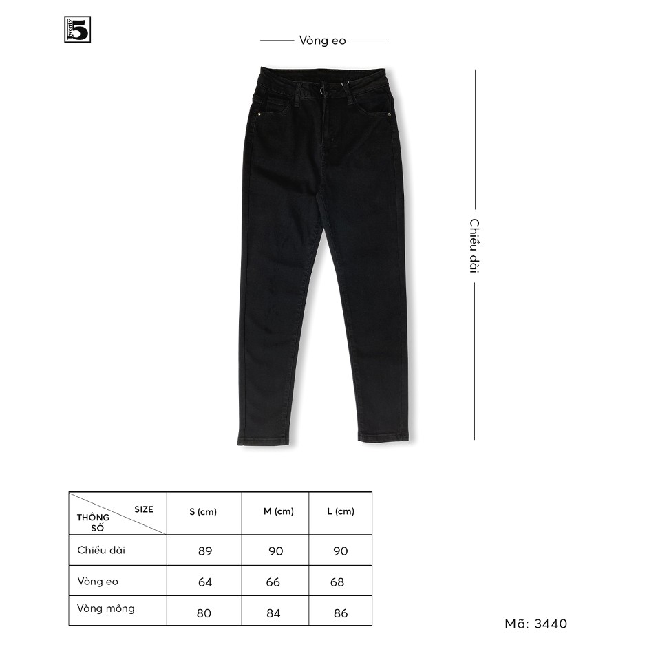 Quần jeans nữ dáng ôm skinny lưng cao co dãn trơn dài basic Twentyfive 3440