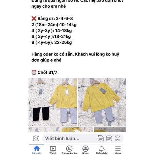 Set 2 bộ chấm bi vàng trắng cho bé