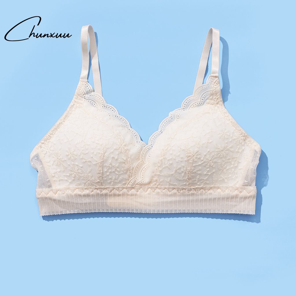 Áo ngực nữ không gọng đệm mỏng CHUNXUU, vải ren hoa mềm mịn thoáng mát - AV43