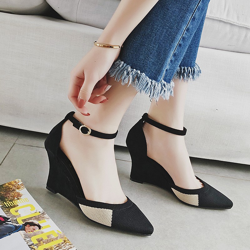 Giày công sở đế xuồng bền đẹp chắc chân cao 8cm 221019