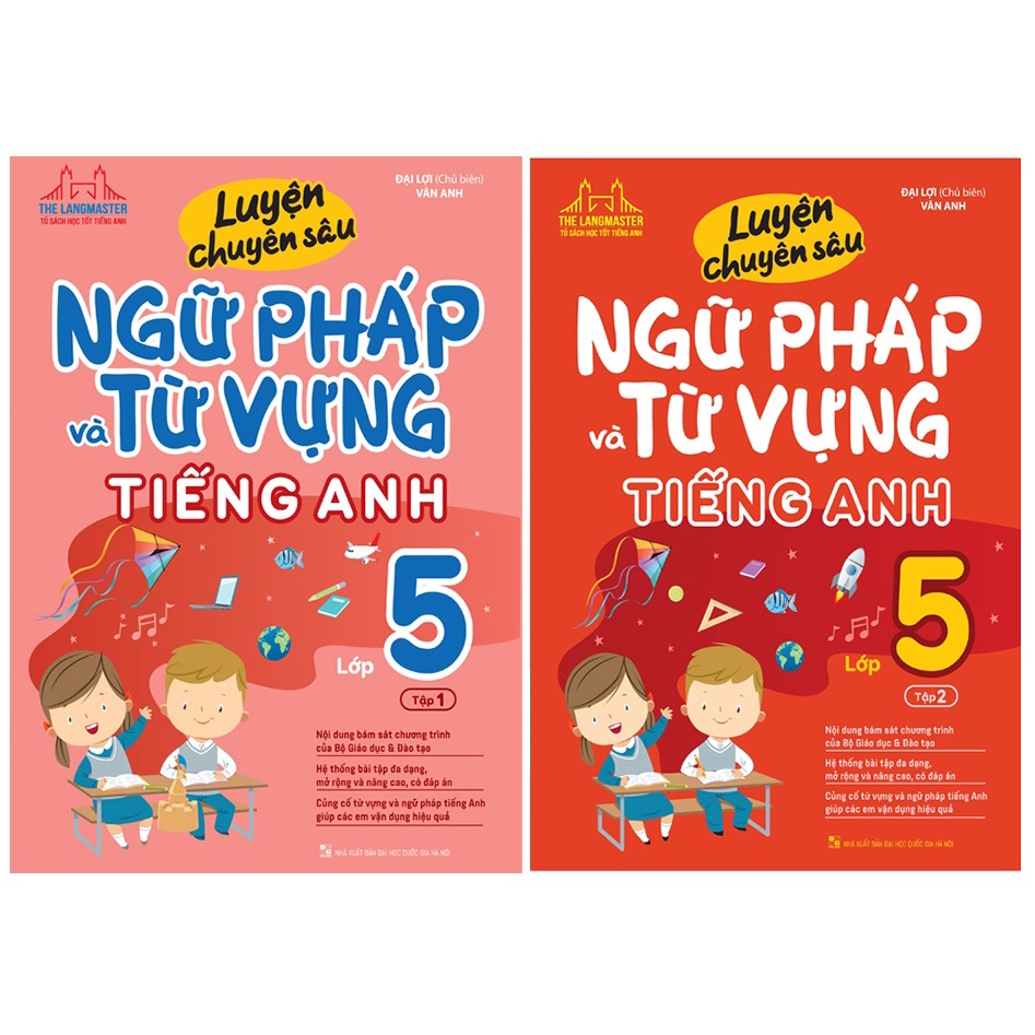 Sách - Combo Luyện chuyên sâu ngữ pháp và từ vựng tiếng anh lớp 5 tập 1+ tập 2