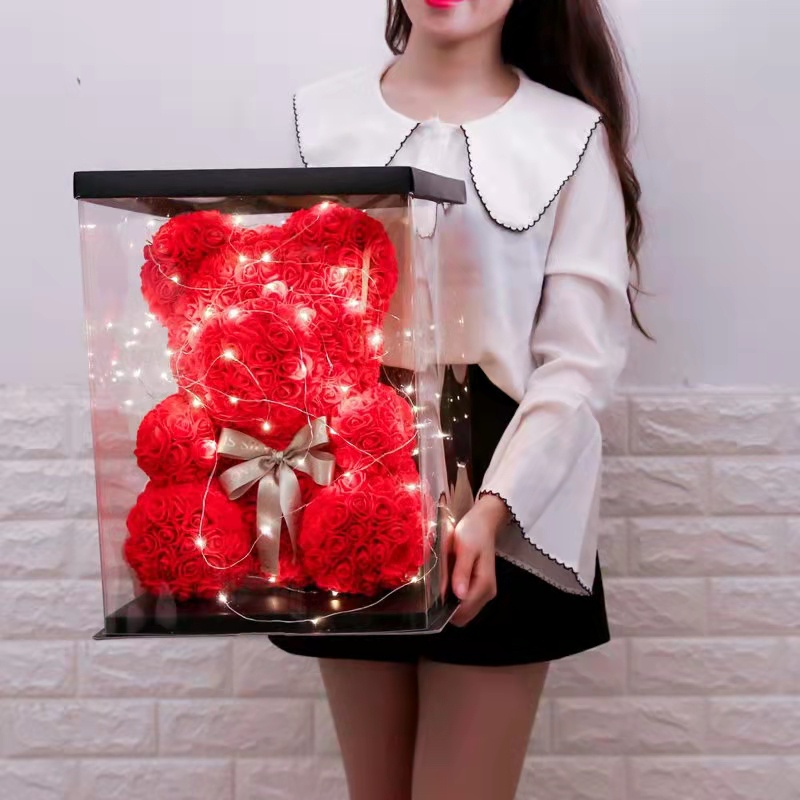 Gấu Bông Hoa Hồng Bất Tử Mini 40CM Làm Quà Tặng Valentine