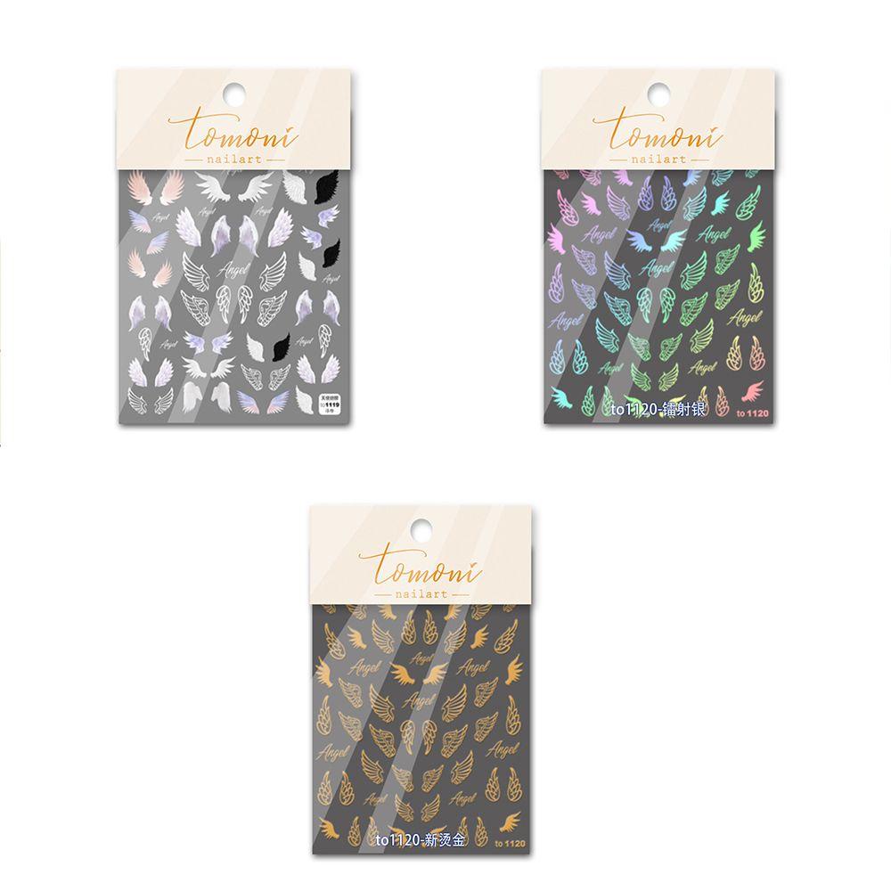 QQMALL Miếng Dán Trang Trí Móng Tay Hình Cánh Thiên Thần 3D DIY