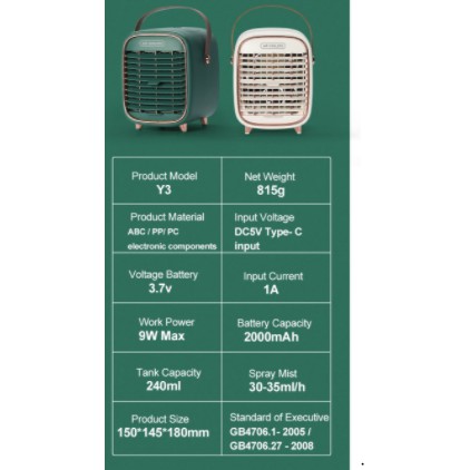 FREESHIP:Quạt điều hòa không cần cắm điện Air Cooler Fan Mini Desktop Air Conditioner with Night Light Mini