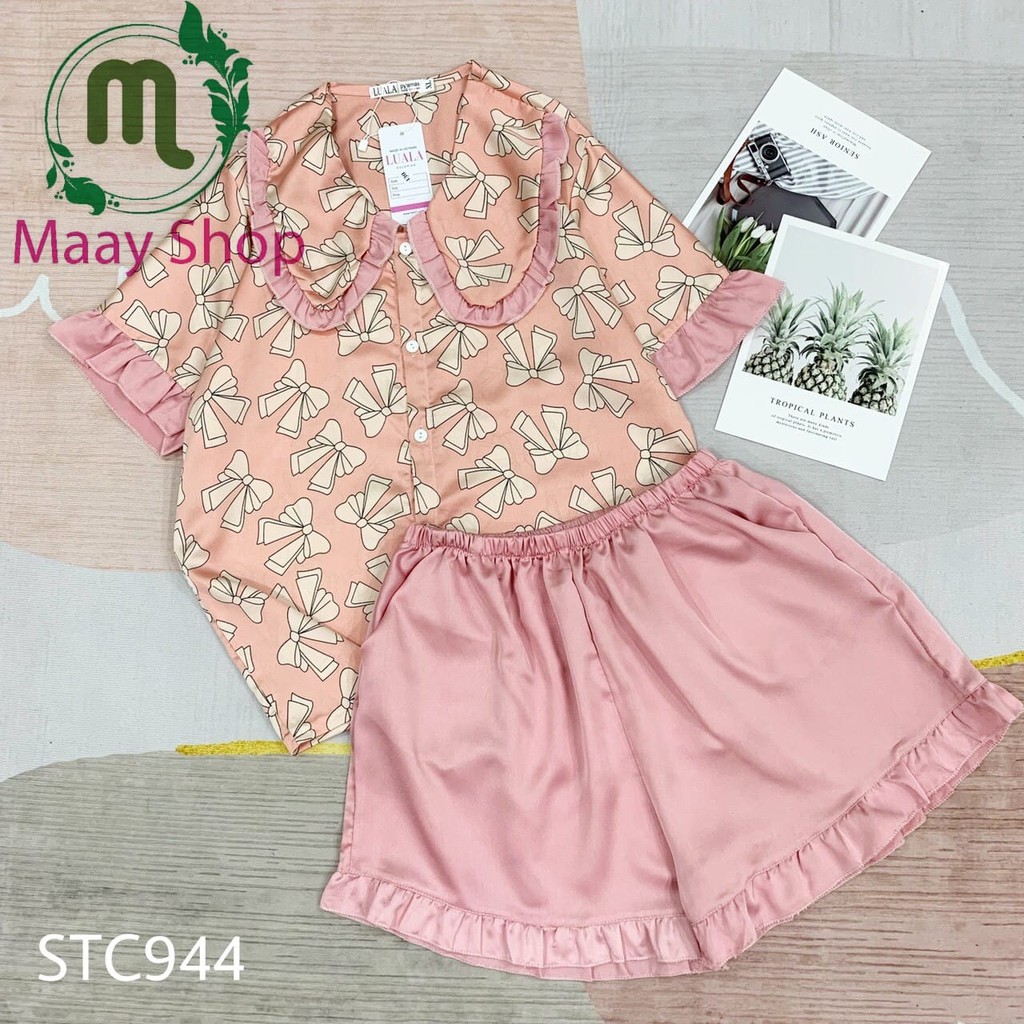 Đồ bộ Pizama đùi lụa satin cao cấp nữ có size | BigBuy360 - bigbuy360.vn