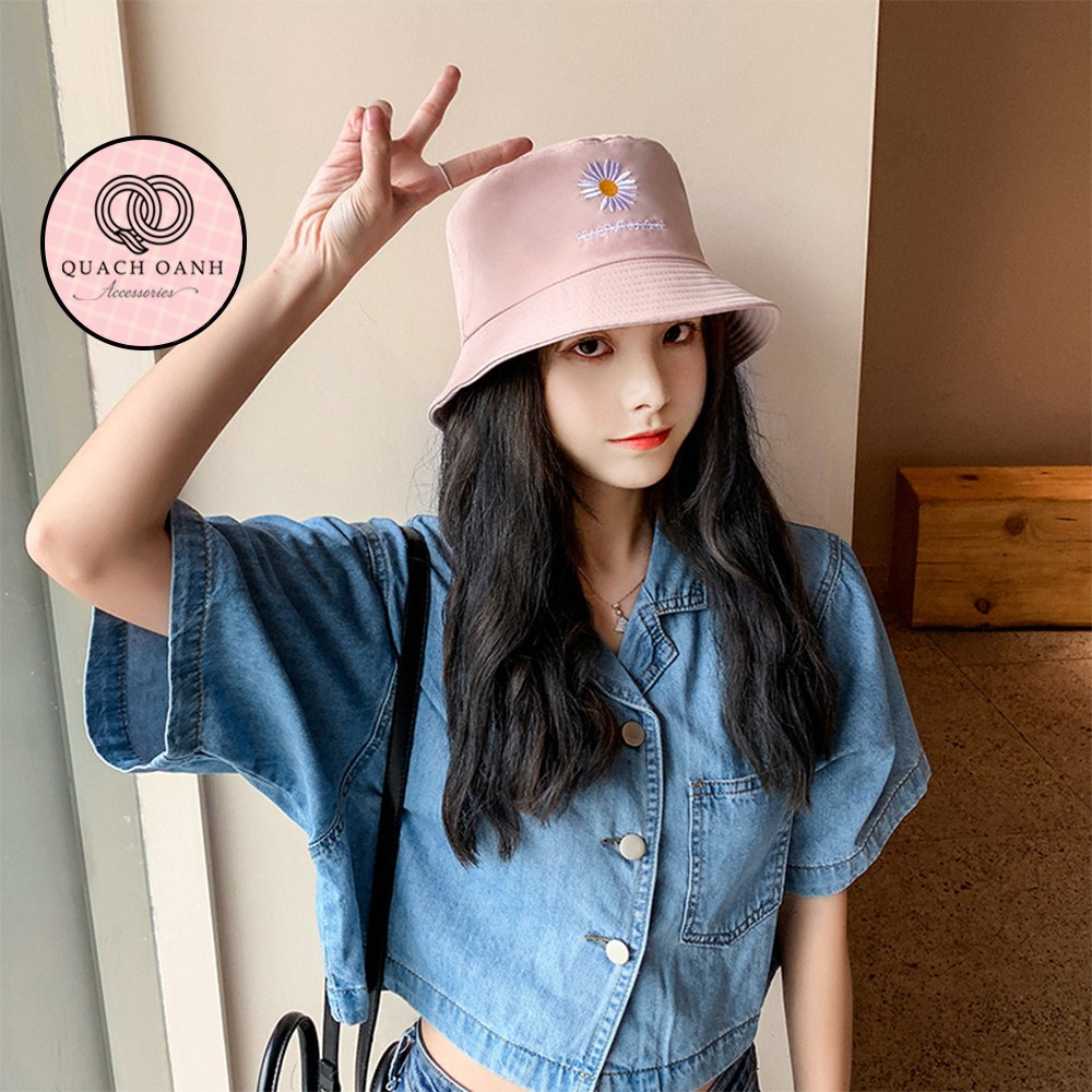 [Mã SKAMCLU8 giảm 10% cho đơn từ 100K] Mũ bucket tai bèo hai mặt vành rộng thêu hoa cúc unisex - MU55