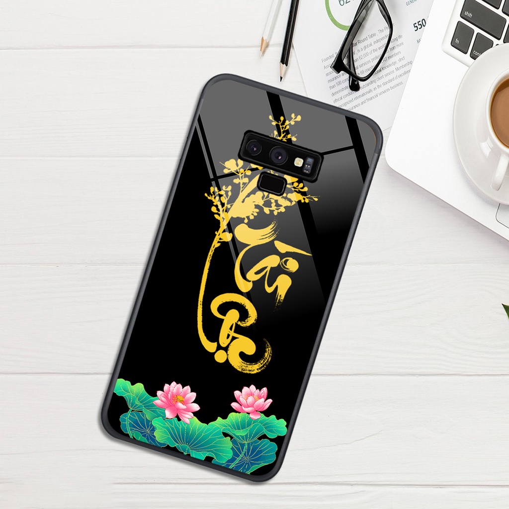 Ốp lưng KÍNH Samsung Galaxy NOTE 9 in hình 3D TÀI LỘC-TÂM AN -MÃ ĐÁO
