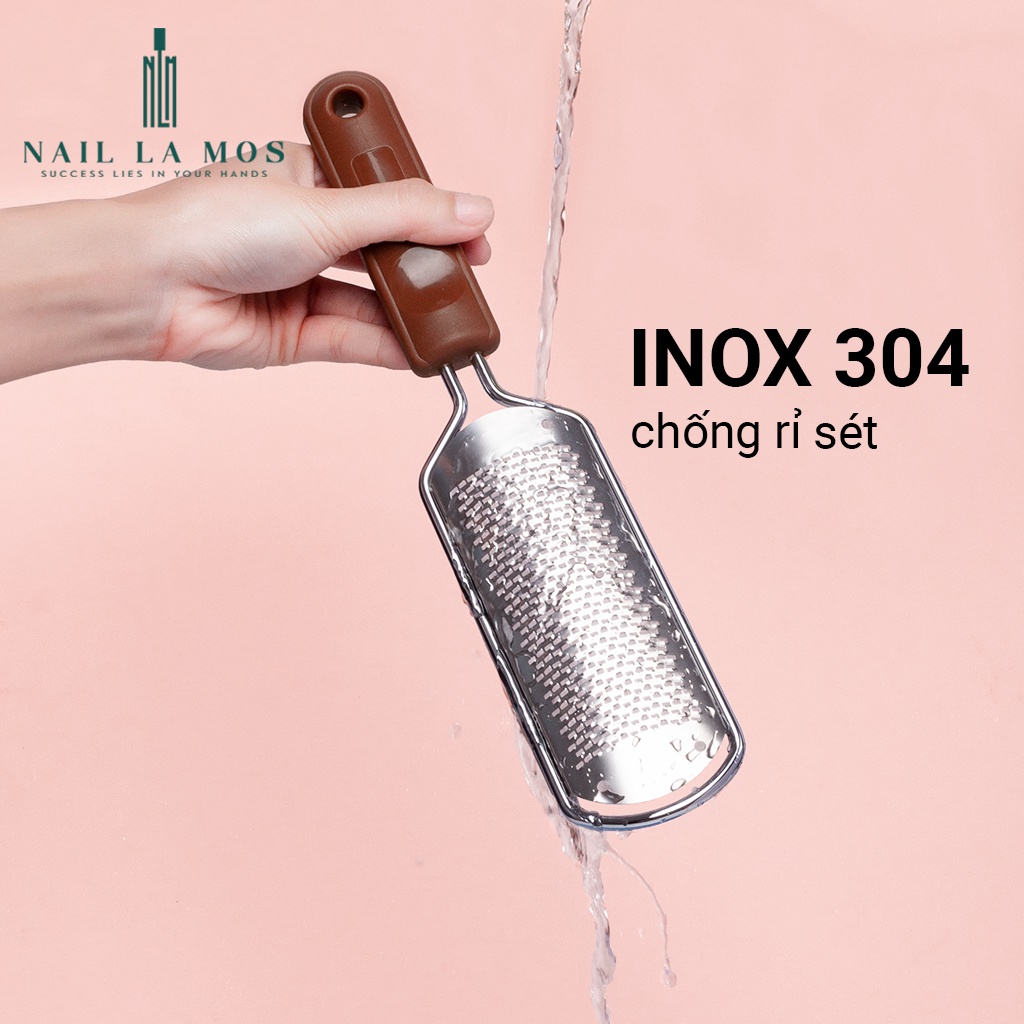 Cây chà gót chân inox 304 - loại mới rất bén hiệu quả cho vùng da bị chai dày (có thể thay mặt chà)