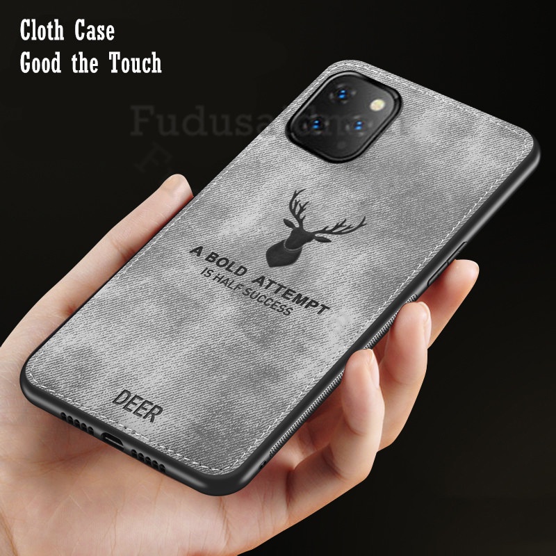 Ốp Điện Thoại Vải Mềm Họa Tiết Hươu Cho iPhone 11 Pro Xs Max XR Xs X 8 7 6s 6 Plus SE 2020