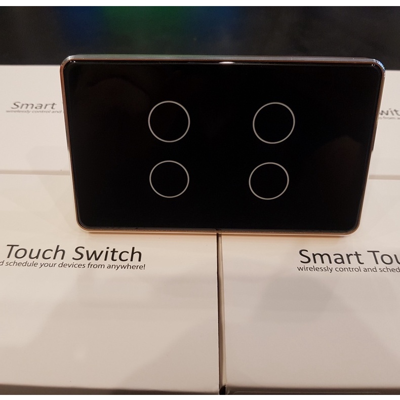 Công tắc thông minh wifi/ zigbee 3.0 tuya viền nhôm vàng cao cấp, mặt kính 2.5D