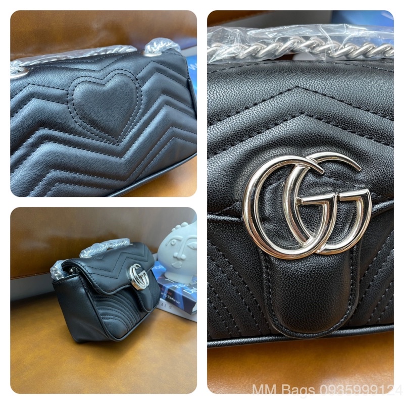 Túi xách nữ đeo chéo GC lưng tim size 22 da đẹp xích dày đi chơi đi học