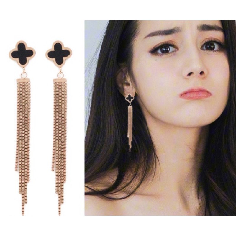 Bông tai/Khuyên tai titan lv dáng dài ko đen