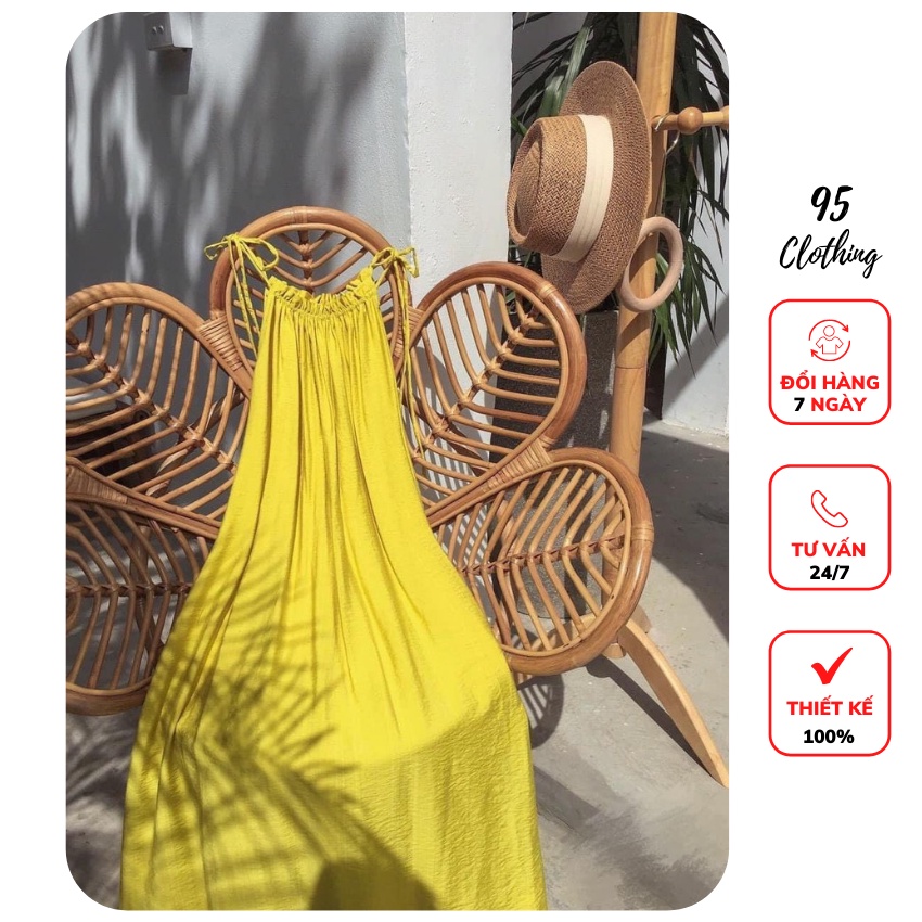 [Hàng Loại 1] Đầm maxi cổ yếm buộc nơ xinh xắn | BigBuy360 - bigbuy360.vn