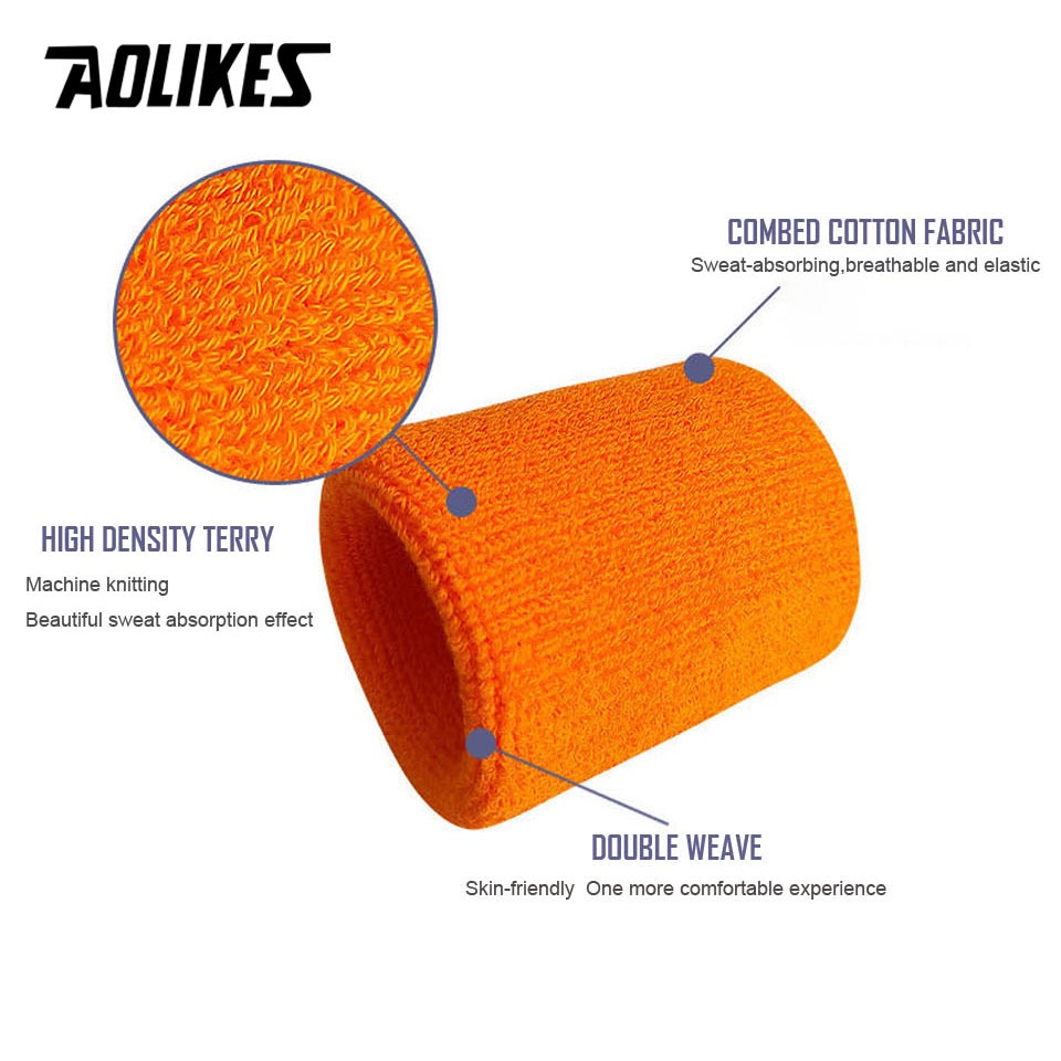 AOLIKES 1 Cặp Băng Đeo Cổ Tay Chất Liệu Cotton Thấm Hút Mồ Hôi Dành Cho Nam Và Nữ