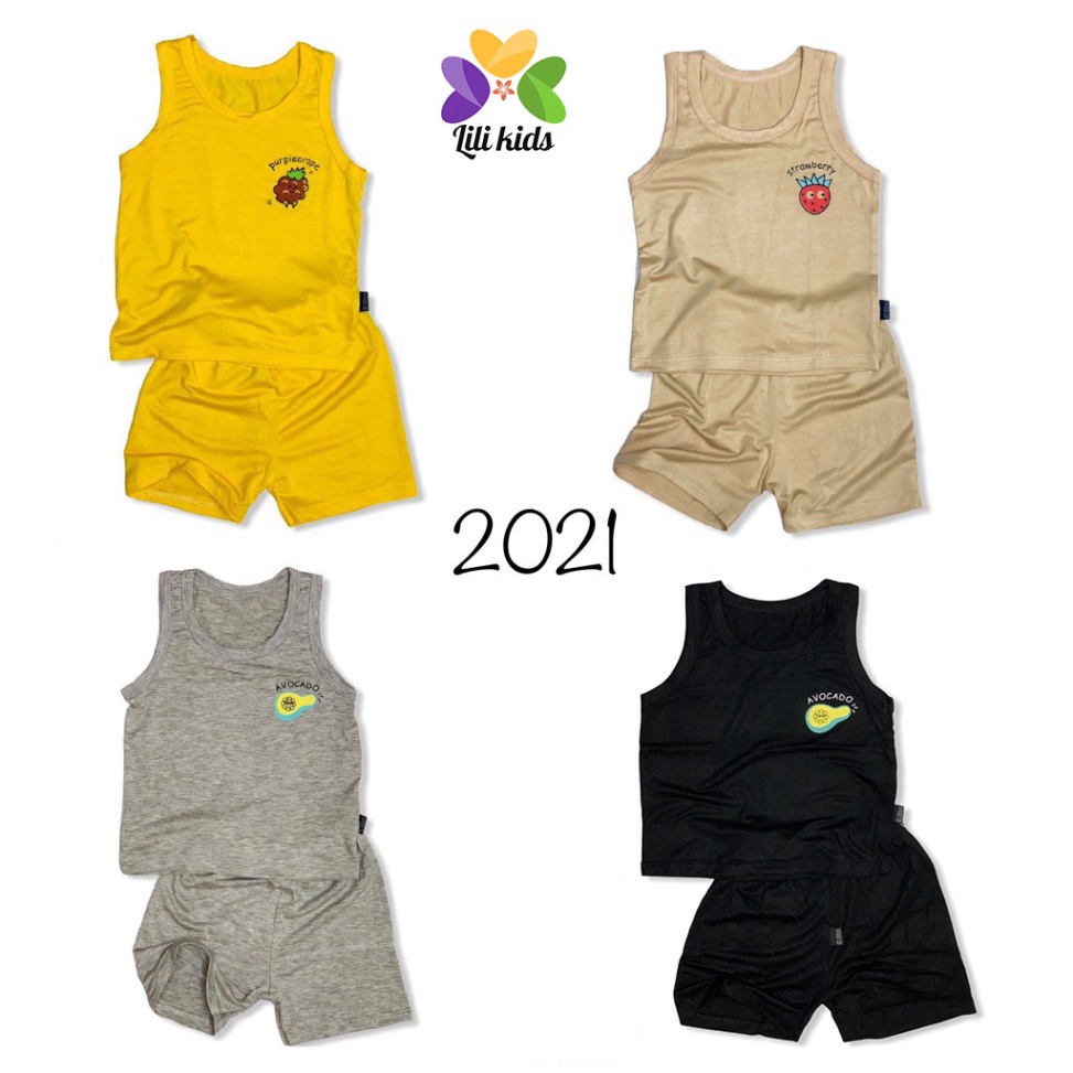 Bộ Ba Lỗ Chất Thun Lạnh Màu Họa Tiết Quả Dễ Thương Cho Bé ( 8-20kg)