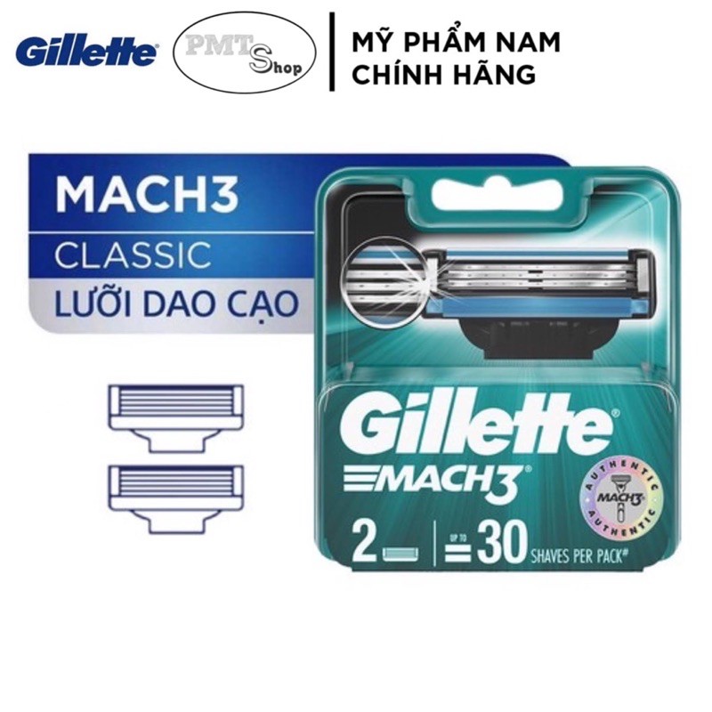 Hộp Lưỡi dao cạo râu Gillette Mach3 Classic vỉ 6 4 3 2 cái - Mach 3 Basic cao cấp