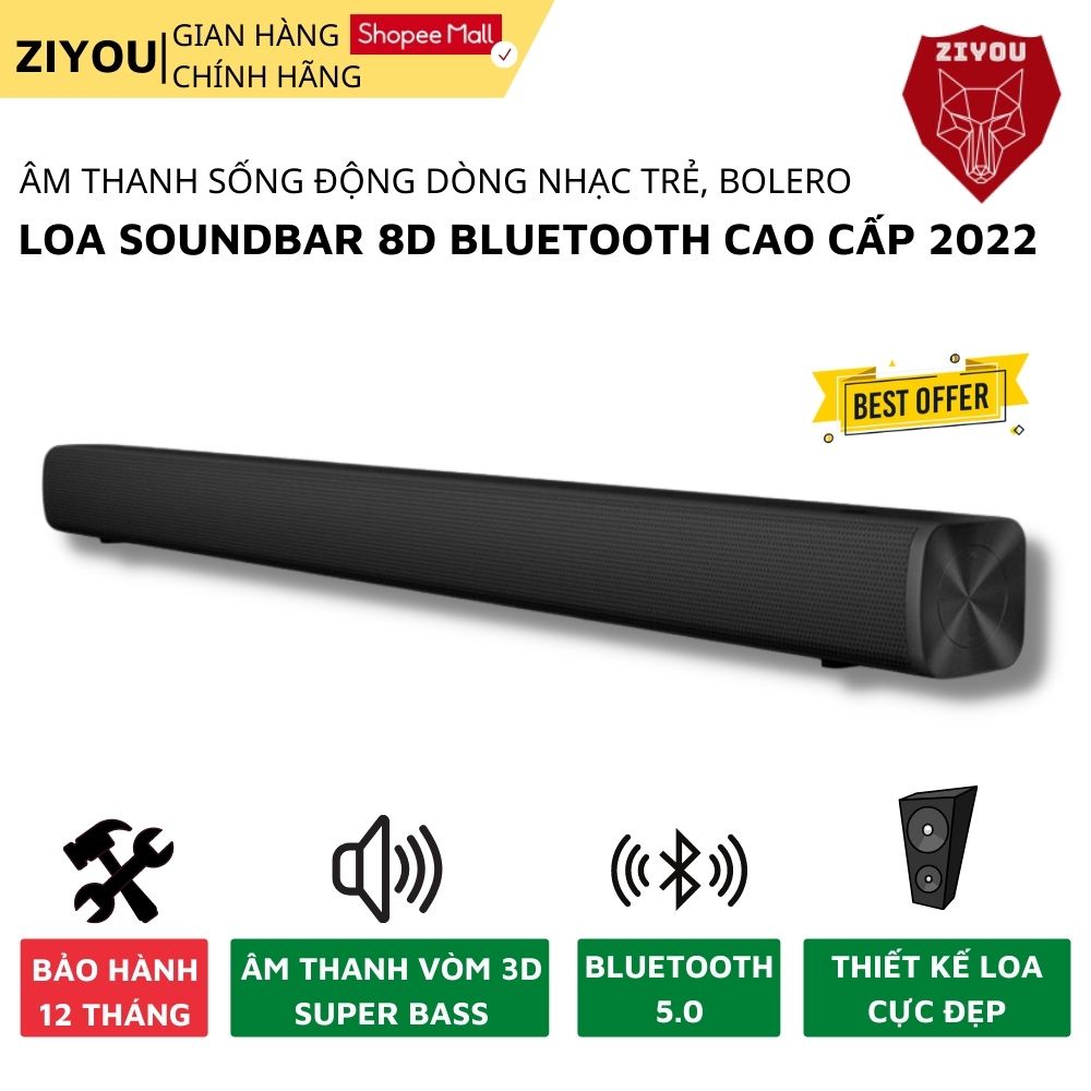 Loa Soundbar ZIYOU Âm Thanh Vòm Sống Động 8D Max Bluetooth 5.0 Hiệu Ứng Rạp Chiếu Phim Super Bass Nghe Nhạc Siêu Hay