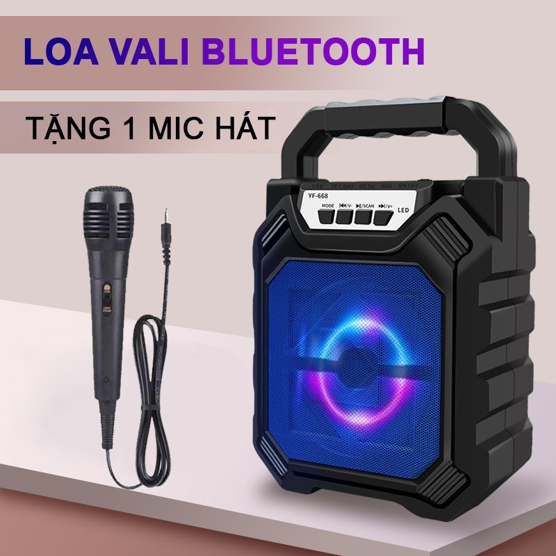 Loa Vali, loa kẹo kéo kết nối Bluetooth không dây mini - tặng kèm Mic hát, Loa di động hát hay âm thanh lớn