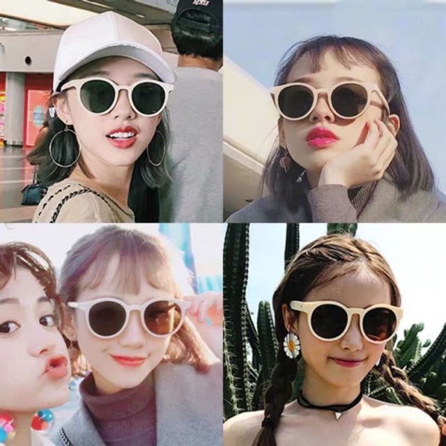 Kính mát gọng tròn phong cách Hàn cho nhóm bạn hay cặp đôi nam nữ | BigBuy360 - bigbuy360.vn