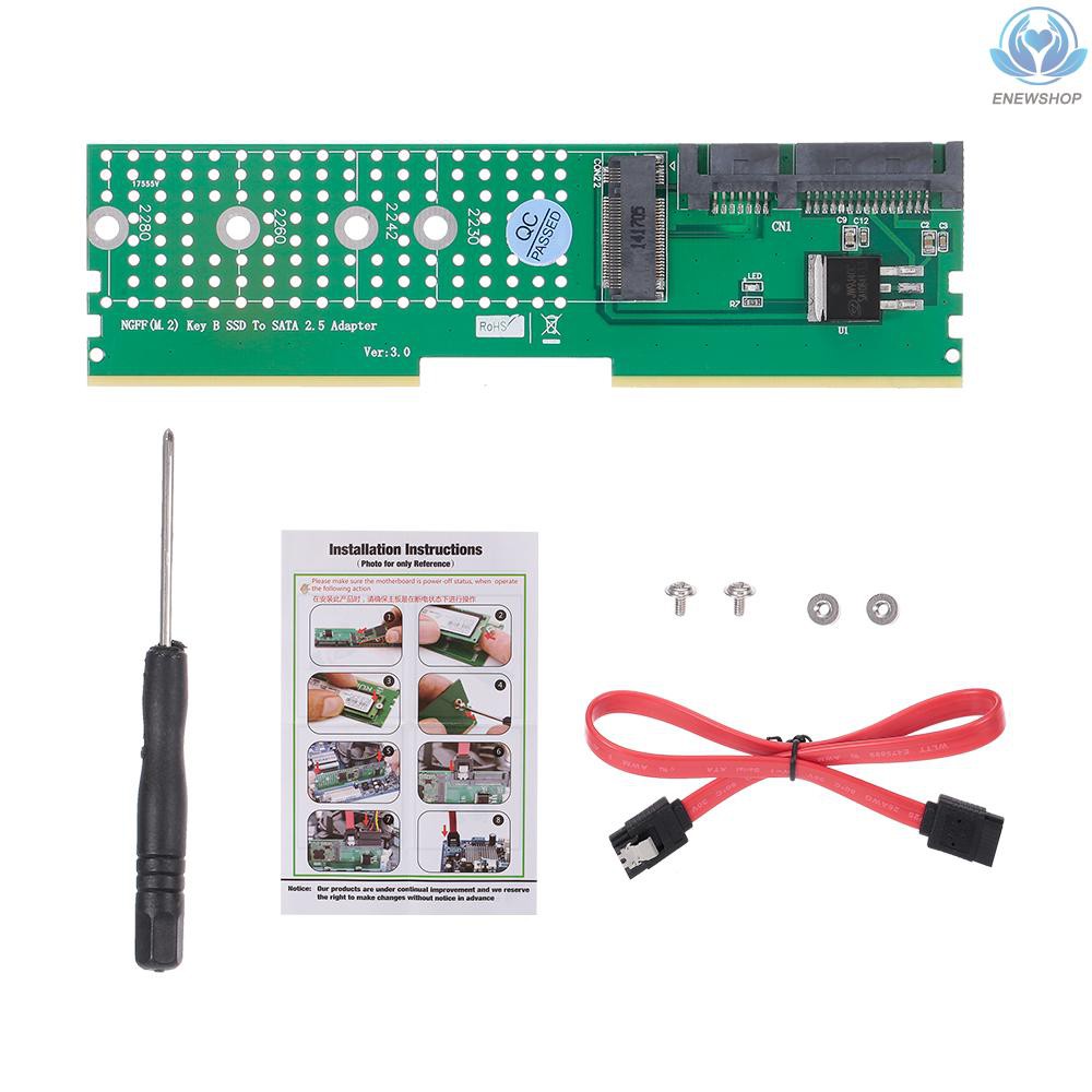 【enew】M.2 NGFF B-Key SSD to SATA Adapter DDR Memory Slot Expansion Board Raiser Riser Card Support 2230 2242 2260 2280 M2 SSD