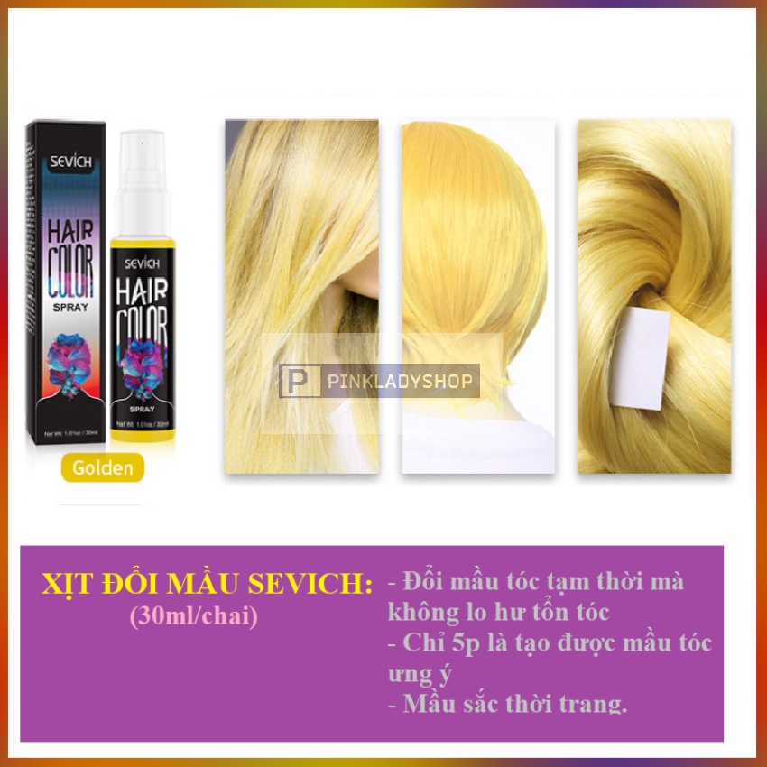 Gôm Xịt Nhuộm Đổi Mầu Tóc Vàng Tạm Thời Cá Tính Sevich 30ml/Chai Không Gây Hư Tổn Cho Tóc