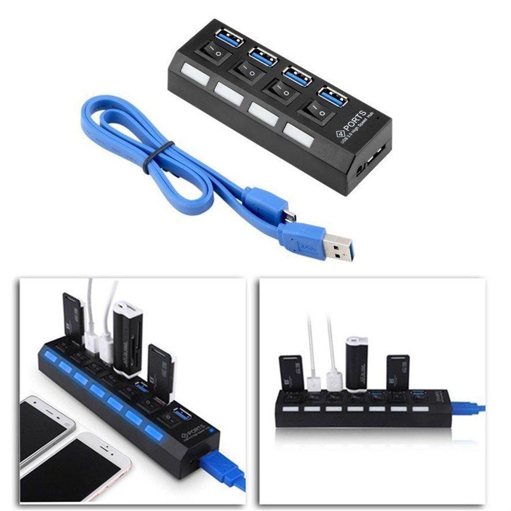 BTLIMER Hub Chia 4 / 7 Cổng USB 3.0 Có Công Tắc Bật / Tắt Cho Máy Tính