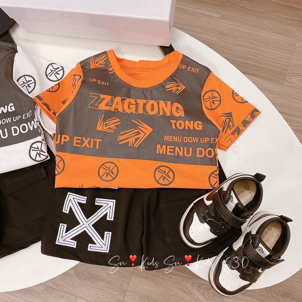 Bộ cộc tay bé trai họa tiết khỏe khoắn, bộ cotton ZAGTONG cực chất cho bé