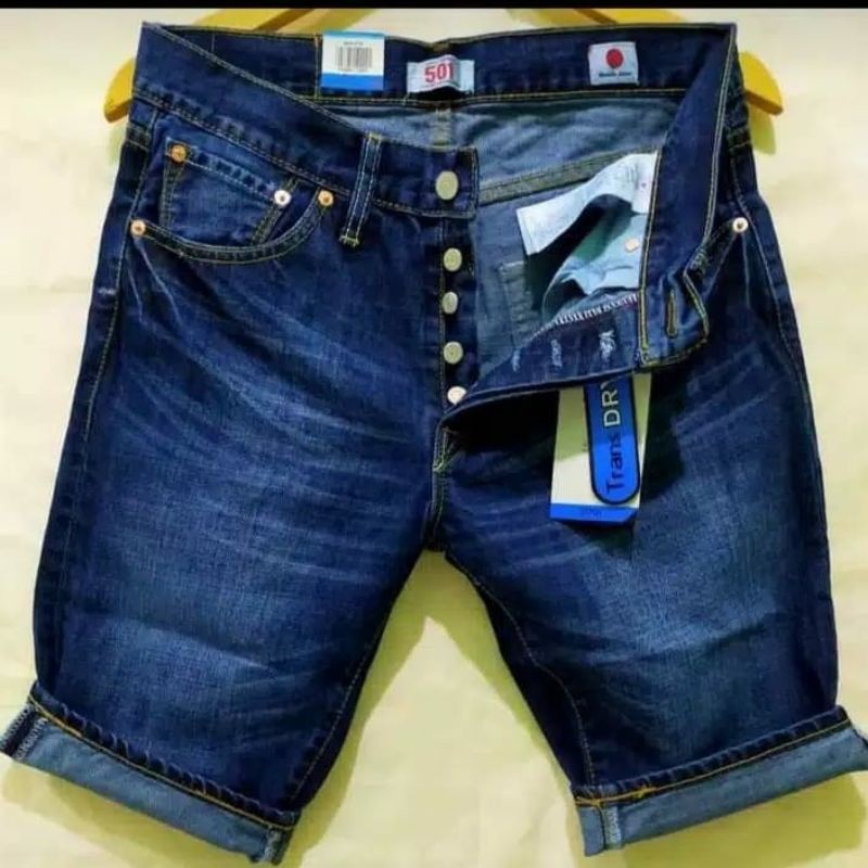 Quần Short Levis 501 Sản Xuất Nút Toàn Diện Màu Xanh Nước Biển Của Nhật Bản