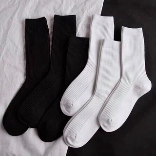 [ SAVAGE ] Tất Dài Vớ Nam Nữ Trơn Trắng Đen Basic Cotton 100%