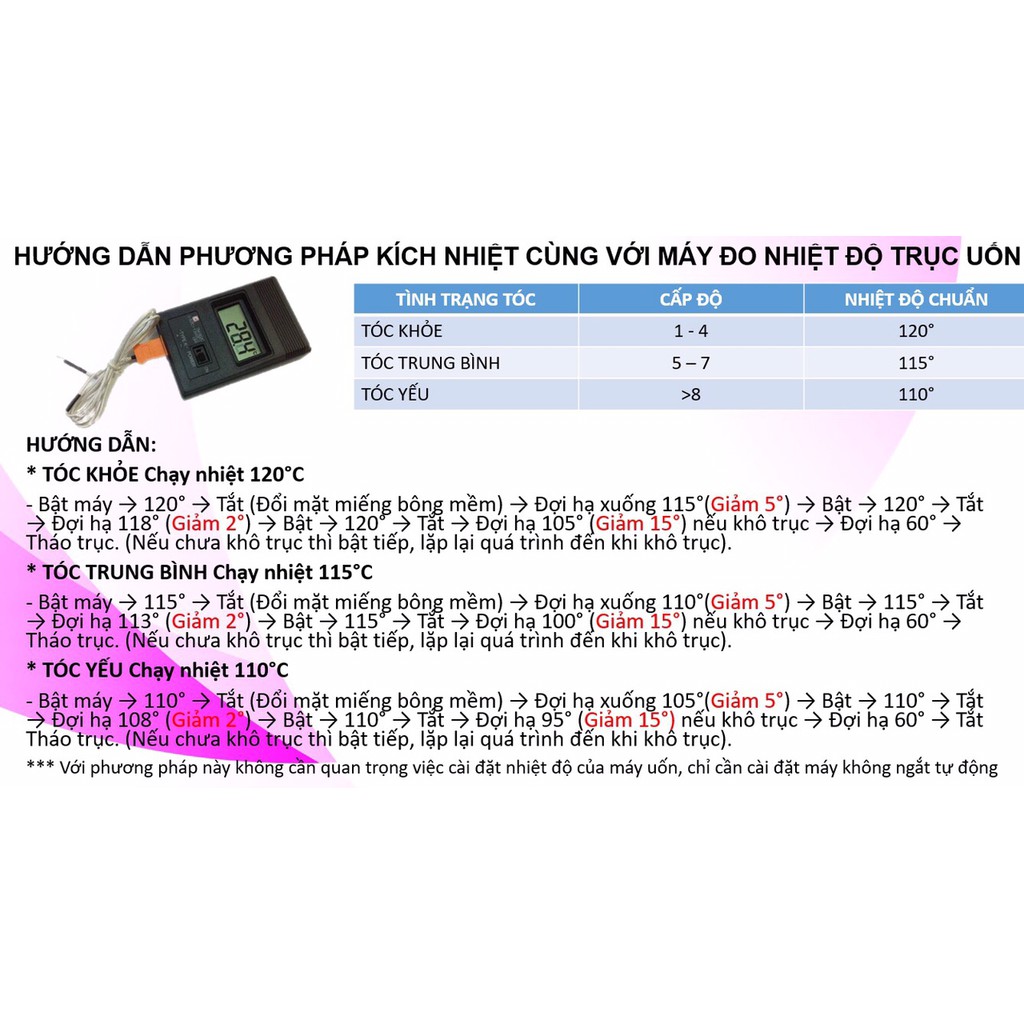 Đồng hồ đo nhiệt độ trục uốn tóc chuyên nghiệp cho Salon