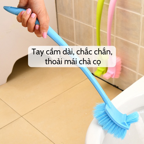 Chổi cọ bồn cầu  Bàn chài cọ nhà tắm toillet 2 đầu cán dán nhựa cao cấp đa năng vệ sinh dễ dàng siêu bền giá rẻ