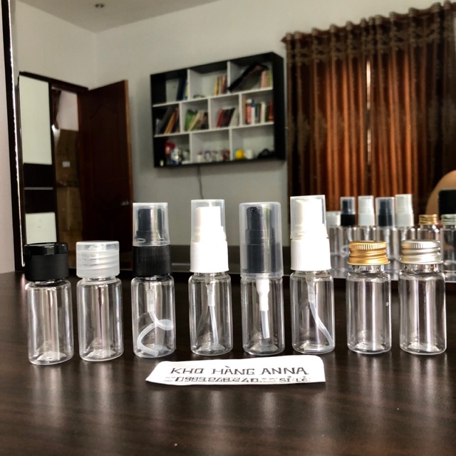 Chai nhựa nhỏ trong suốt 10ml đến 15ml- Chai xịt sương/ xịt nhỏ giọt/ nắp bật/ nắp nhôm- Chai chiết Mỹ phẩm nhỏ 10- 15ml