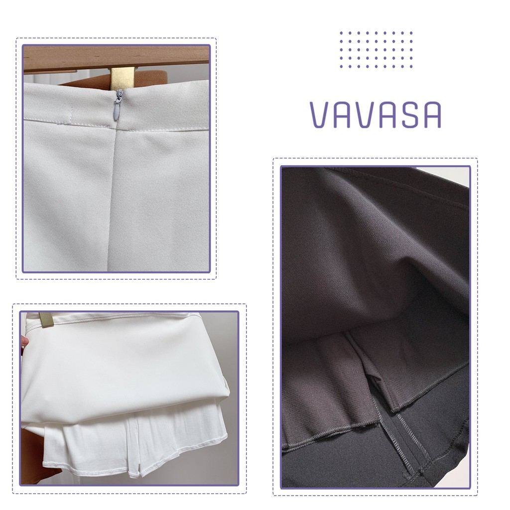 Chân váy ngắn chữ a lưng cao công sở xẻ tà bigsize VAVASA CV02