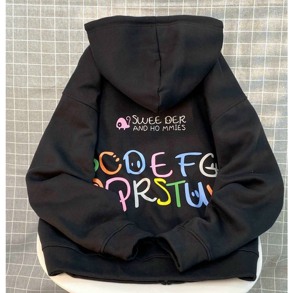 Áo Khoác Hoodie Zip SWEE DER Nỉ Bông Form Rộng Nam Nữ Unisex Phong Cách Ulzzang