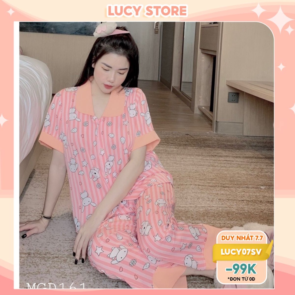 Pijama đồ bộ ngủ mặc nhà mùa hè nữ cộc tay chất lụa mango thoáng mát Lucy Store