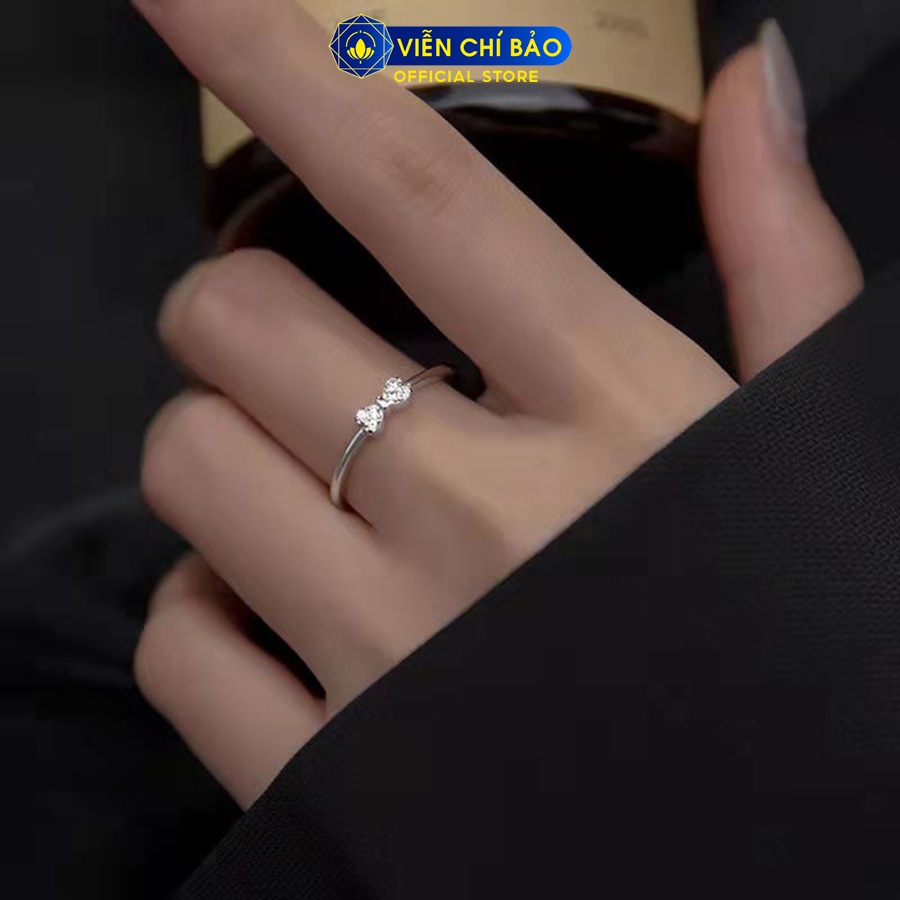 Nhẫn bạc nữ hình nơ đính đá chất liệu bạc 925 thời trang phụ kiện trang sức nữ Viễn Chí Bảo N400880