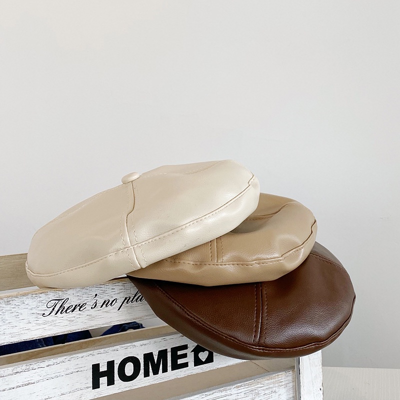Mũ nồi beret da phong cách Hàn Quốc sành điệu cho bé gái