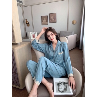 Pijama lụa tay dài quần dài
