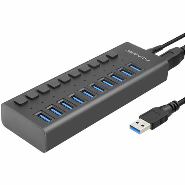Bộ chia Acasis USB 3.0 12V 4A HS-710PB (10 Port) - Màu ngẫu nhiên - Bảo Hành 1 Tháng